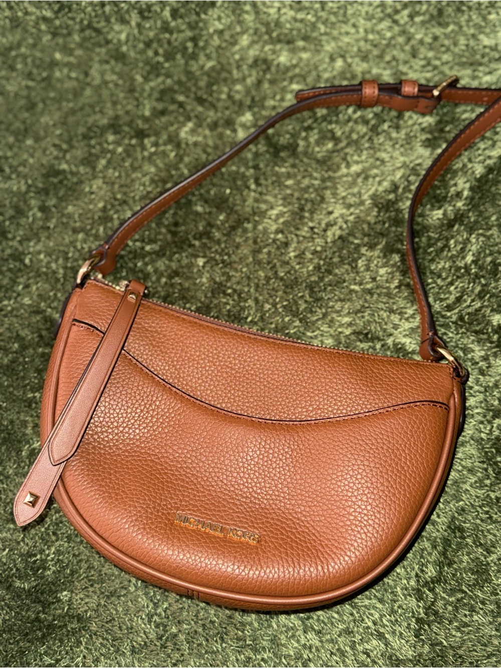 Michael Kors Cognac Pebbled Leather Saddle Bag